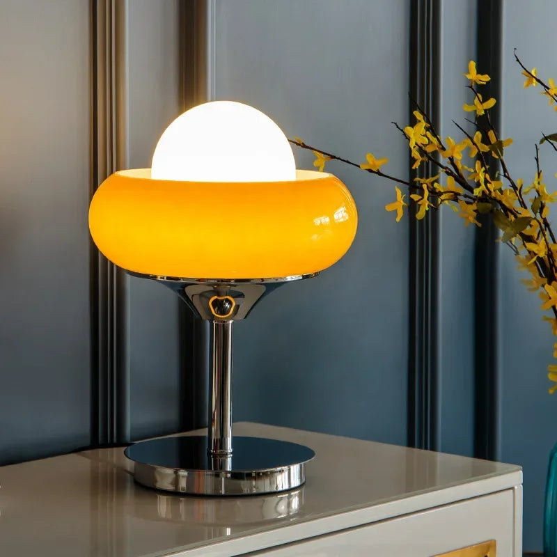 Afralia™ Retro Orange Glass Table Lamp with Egg Tart Lampshade