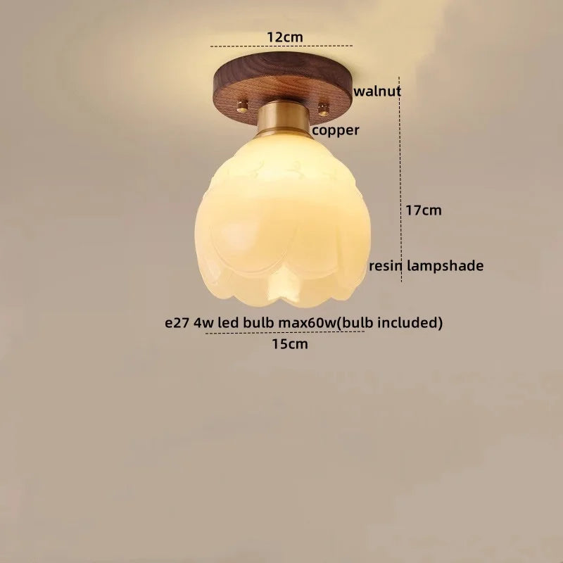 Afralia™ Walnut Copper LED Ceiling Light Modern Home Lighting Luminaria