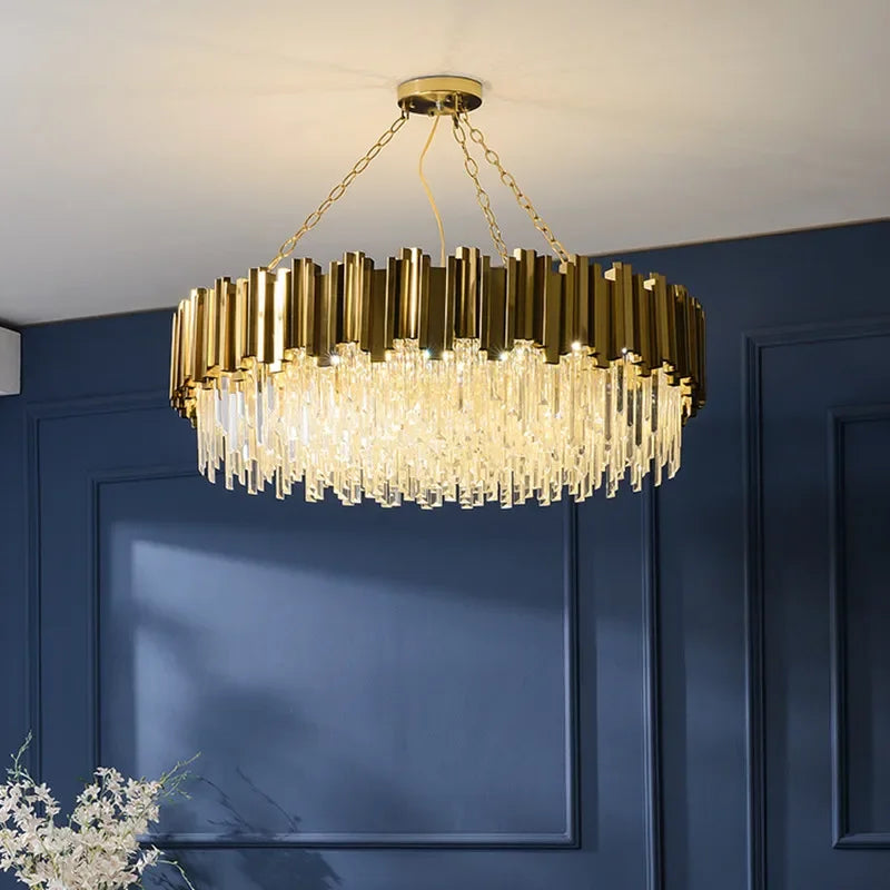 Afralia™ Gold Crystal Chandelier: Modern Luxury LED Pendant Lights for Living, Dining, Bedroom Decor