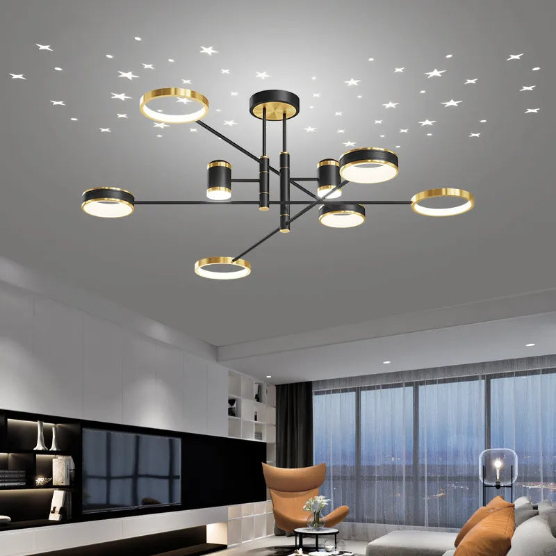 Afralia™ LED Chandelier: Modern Smart Remote Ceiling Light for Living Room Bedroom Dining Kitchen