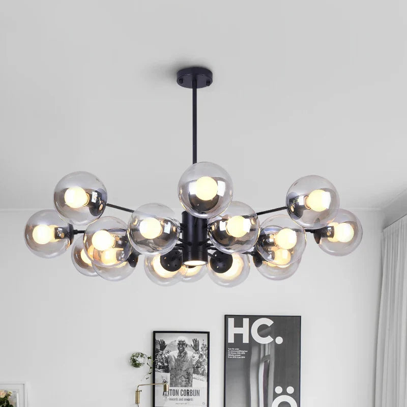 Afralia™ Glass Ball LED Chandelier for Bedroom Dining Room - Elegant Ceiling Pendant Lamp
