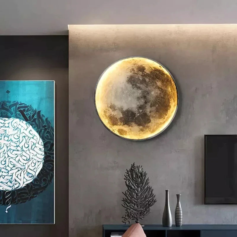 Afralia™ Moon Ring LED Wall Lamp for Aisle Corridor Bedroom Living Room Bathroom Decor