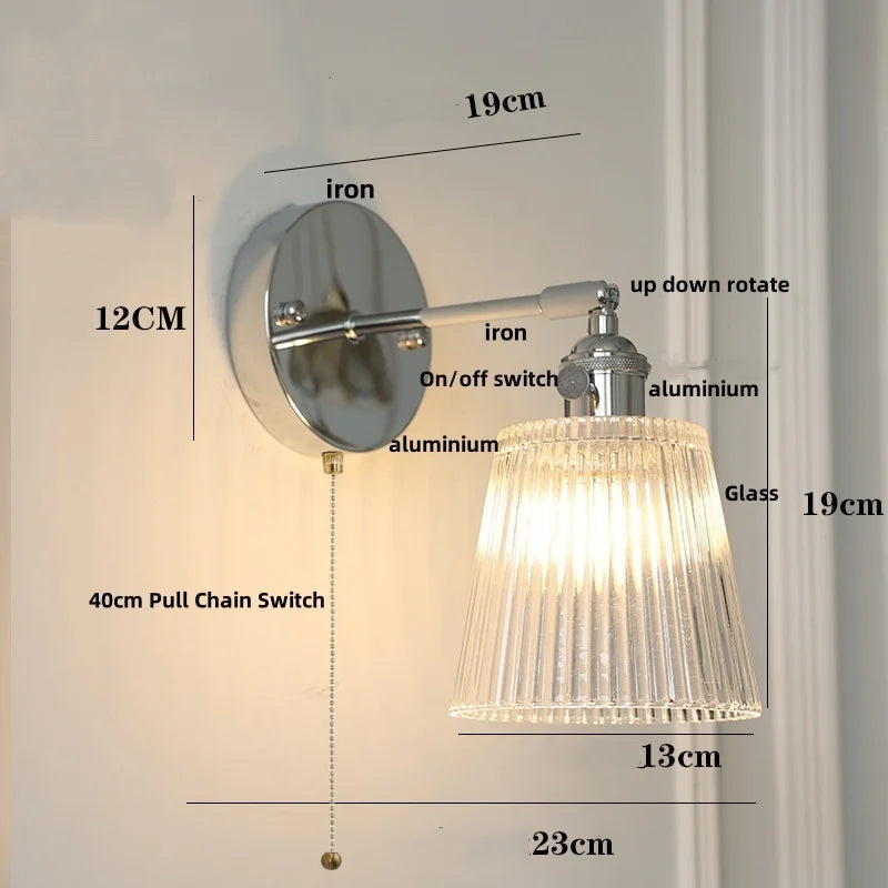 Afralia™ Clear Glass LED Wall Lamp, Up Down Rotate, Dining Aisle Bar Light