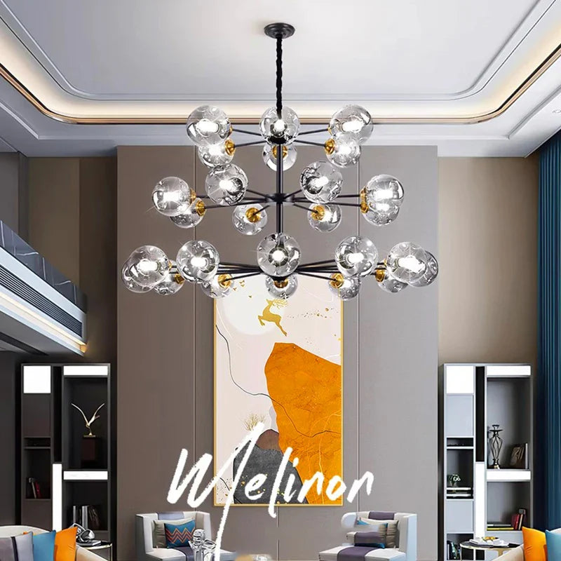 Afralia™ Nordic Glass Ball LED Chandelier for Ceiling Lighting in Living Room and Bedroom
