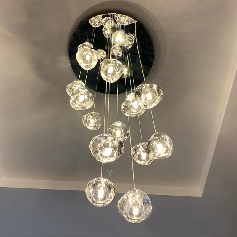 Afralia™ Crystal Ball Chandelier: Modern LED Stair Chandelier for Living Room, Kitchen, and Loft