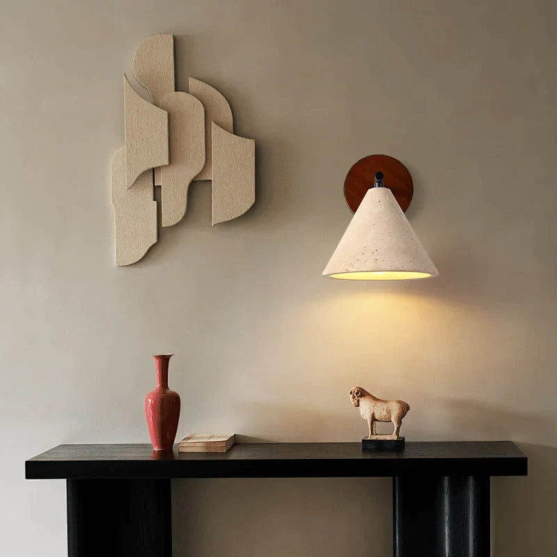 Afralia™ Travertine Wall Lamp: Classical Bedroom Sconce with LED Lighting