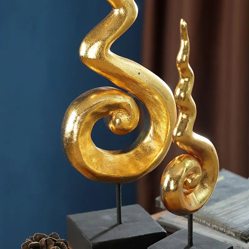 Afralia™ Orange Gold Ceramic Statue, Modern Decor for Living Room, Office, Coffee Table