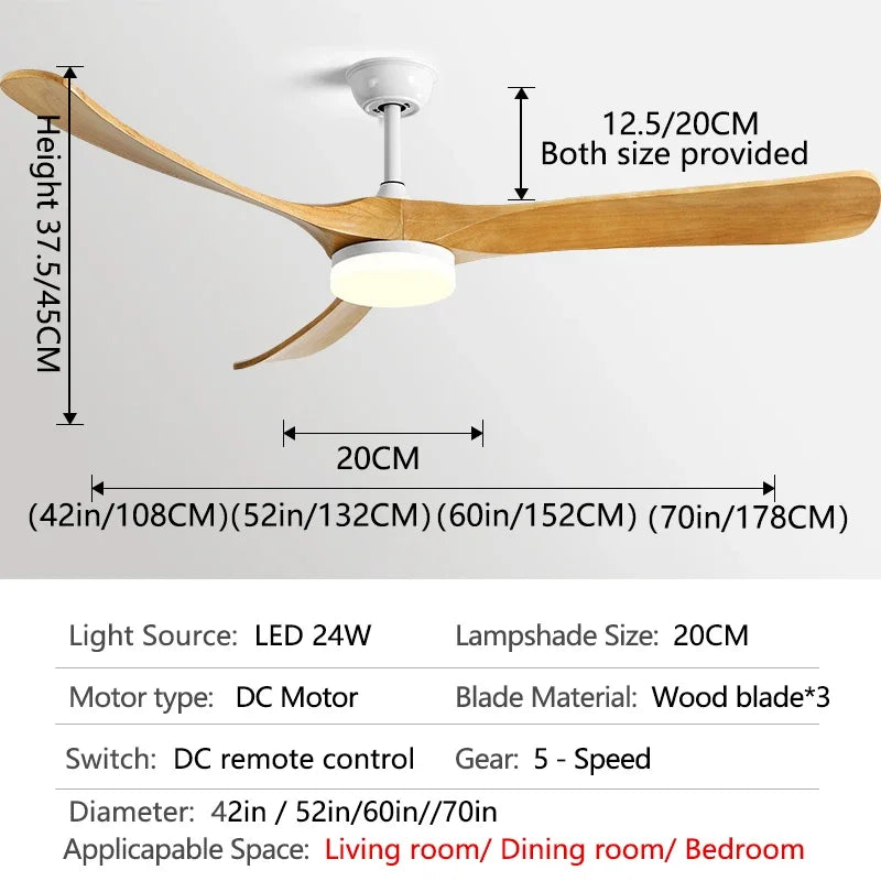 Afralia™ 70" Luxury Wooden Ceiling Fan with Reversible Motor for Year-Round Comfort