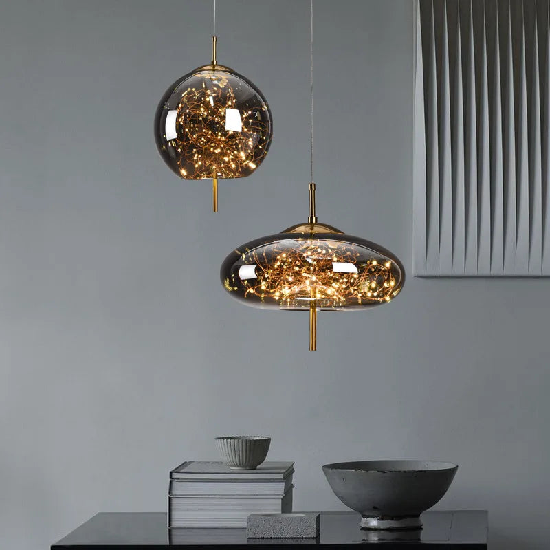 Afralia™ LED Starry Sky Pendant Lights Luxury Living Room Lamps