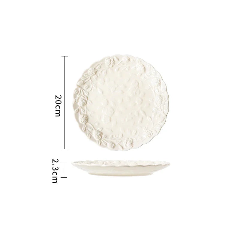 Afralia™ White Floral Ceramic Cup & Saucer Set for Elegant Dining Experience