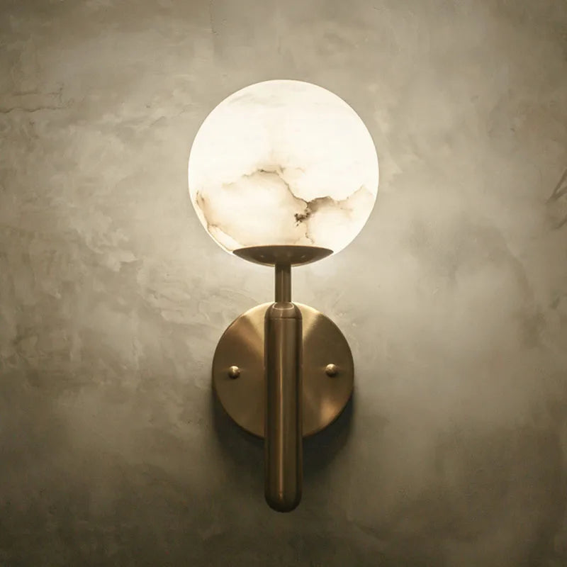 Afralia™ Copper Marble Ball Wall Lamp | Postmodern Luxury LED Lighting