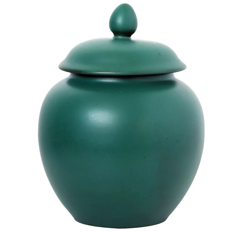 Afralia™ Green Ceramic Tea Caddy Jar: Airtight Porcelain Storage Container, Kitchen Decoration Bottle