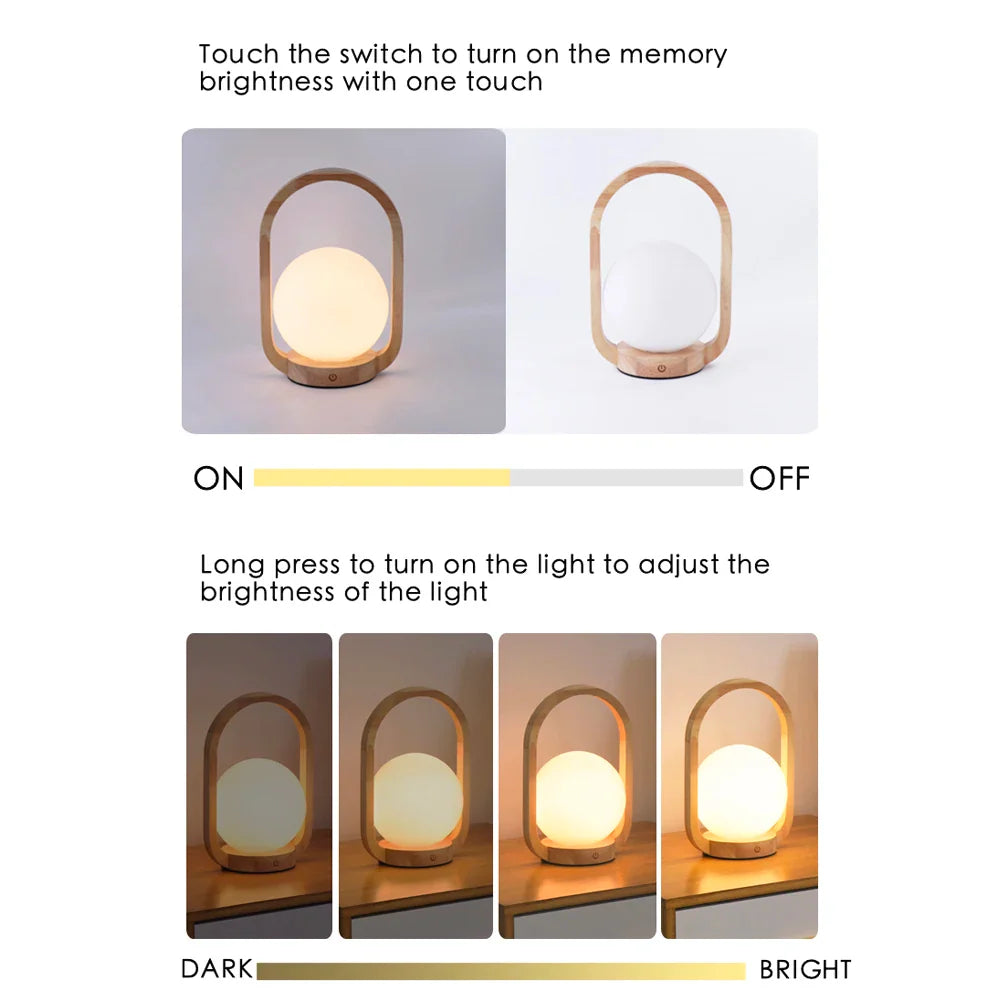 Afralia™ Touch Dimmable LED Portable Night Light for Bedside Table