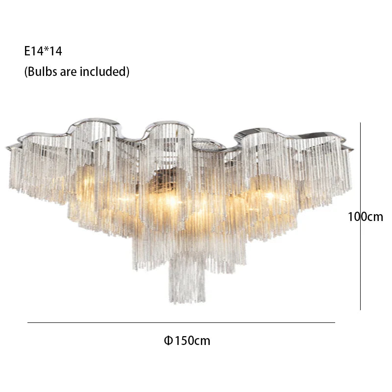 Afralia™ Luxury Tassels Ceiling Chandelier Dimmable Lights for Bedroom Decoration