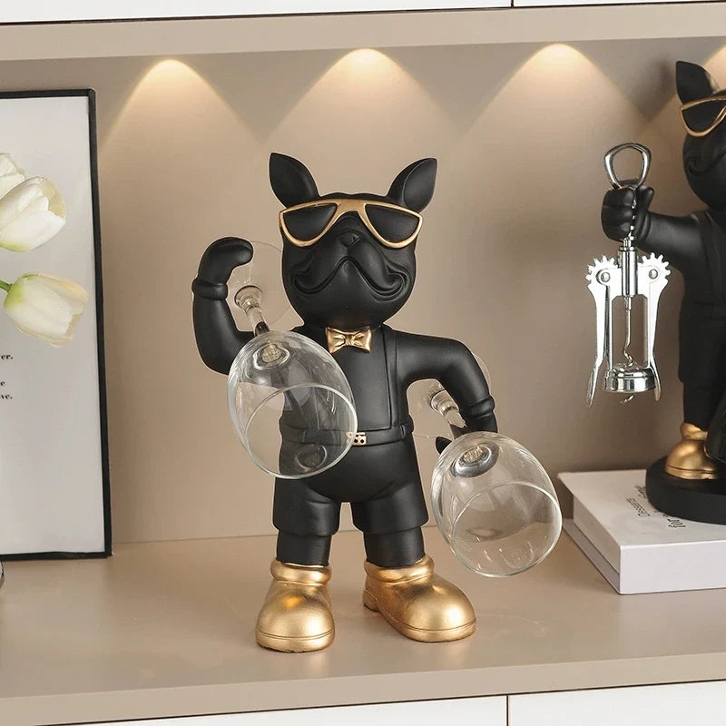 French Bulldog Wine Holder Resin Wine Rack for Home & Office by Afralia™