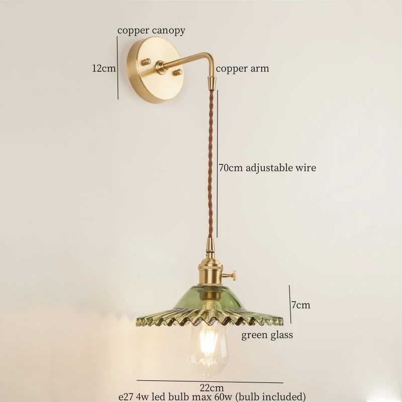 Afralia™ Nordic Glass LED Wall Lamps Copper Arm Wandlamp