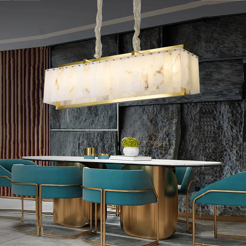 Afralia™ Marble Copper Ceiling Pendant Lights Modern LED Stone Hanging Lamps