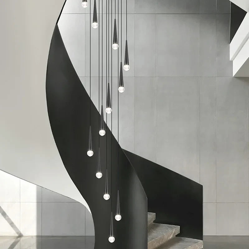 Afralia™ Crystal LED Stair Chandelier: Luxury Long Stair Lighting Fixture with Creative Island Design