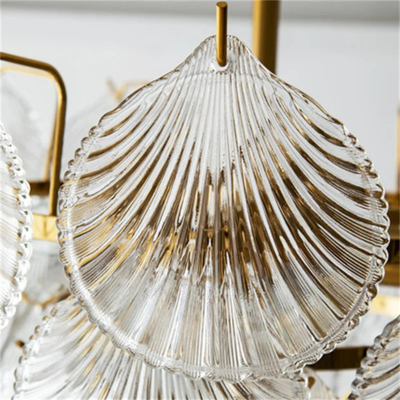 Afralia™ LED Frost Glass Shell Chandelier for Home Decor and Lighting