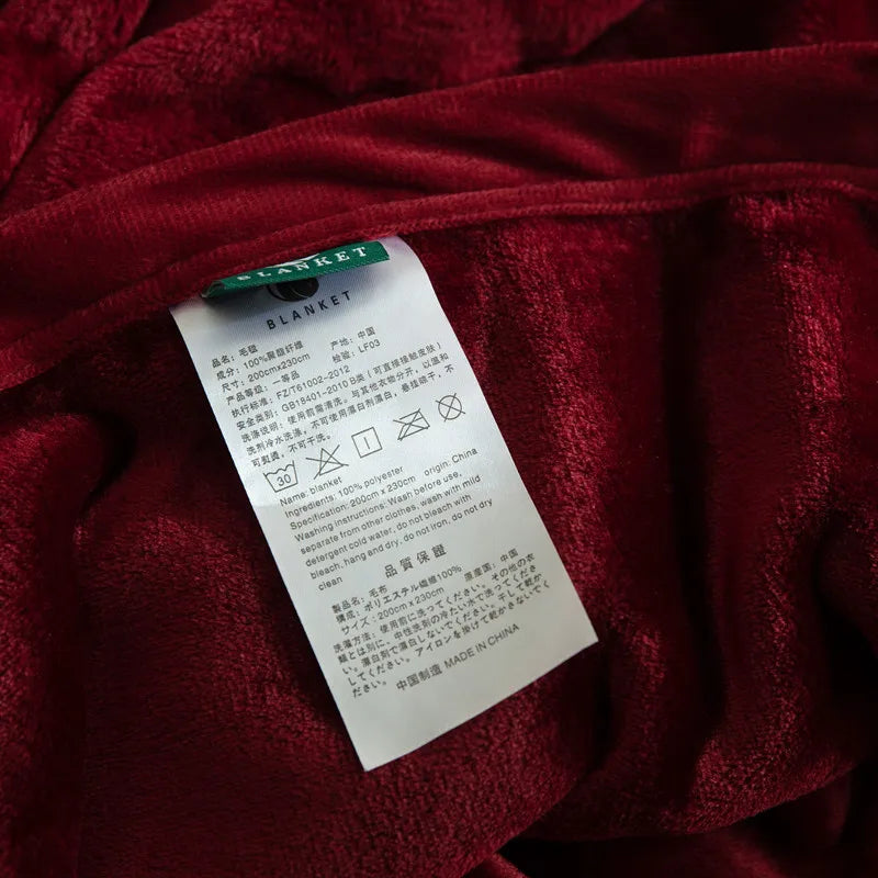 Afralia™ Nordic Solid Flannel Blanket - Warm Queen King Size Bedspread for All Seasons