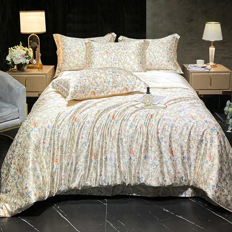 Afralia™ Soft Silk Printed Bedding Sets for Luxurious Bedroom Decor