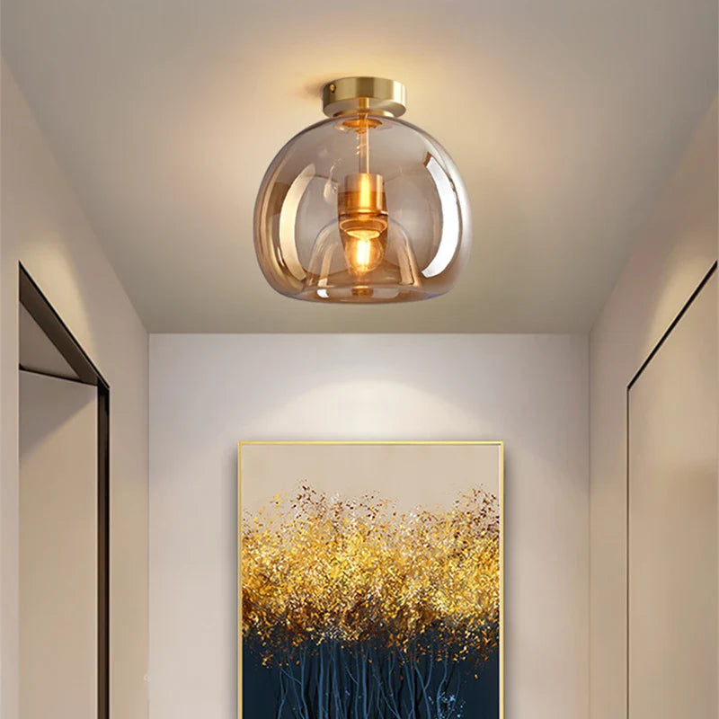 Afralia™ Glass Ball LED Ceiling Light: Modern Nordic Living Room Hallway Kitchen Interior Lamp