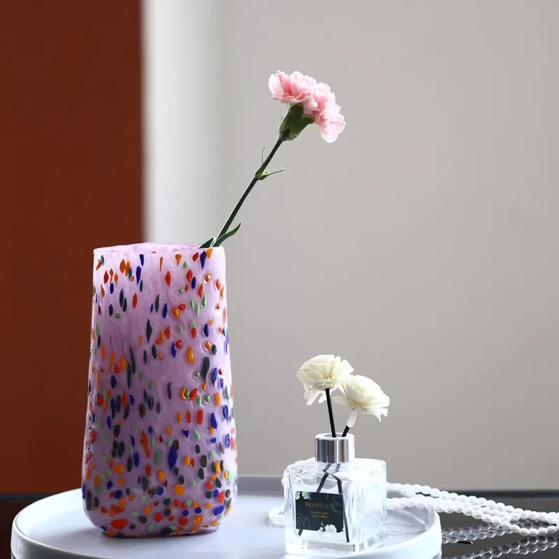 Afralia™ Glass Vase with Colorful Dots for Home Decor & Hydroponic Plants