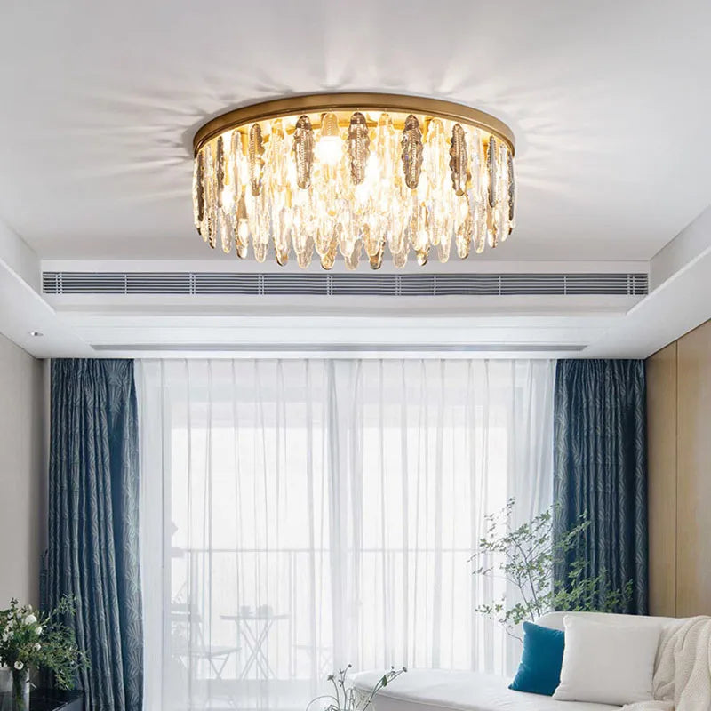 Afralia™ Crystal Ceiling Chandelier LED Lighting for Modern Minimalist Light Luxury Living Room