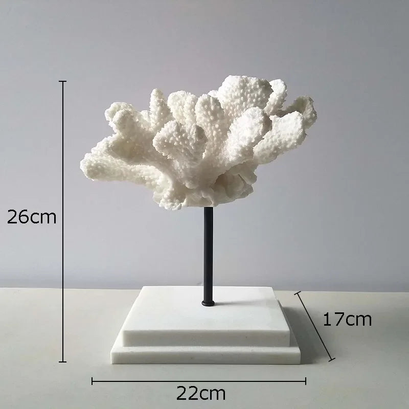 Afralia™ White Coral Resin Sculpture Modern Desk Decor Art Crafts Ornament