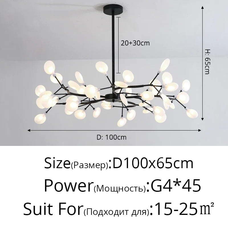 Afralia™ Firefly LED Chandelier Black Gold - Modern Minimalist Ceiling Pendant Lamp
