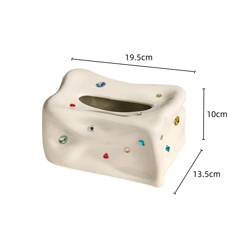 Afralia™ Heart Gemstone Tissue Box & Paper Towel Holder: Desktop Storage & Home Décor