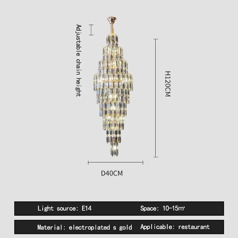 Afralia™ Crystal Loft Pendant Light: Sleek Spiral Staircase Chandelier