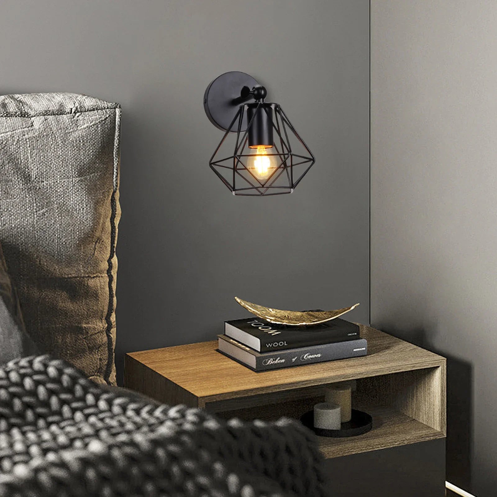Afralia™ Metal Cage Wall Lights Modern Industrial Lighting for Bedroom and Hallway
