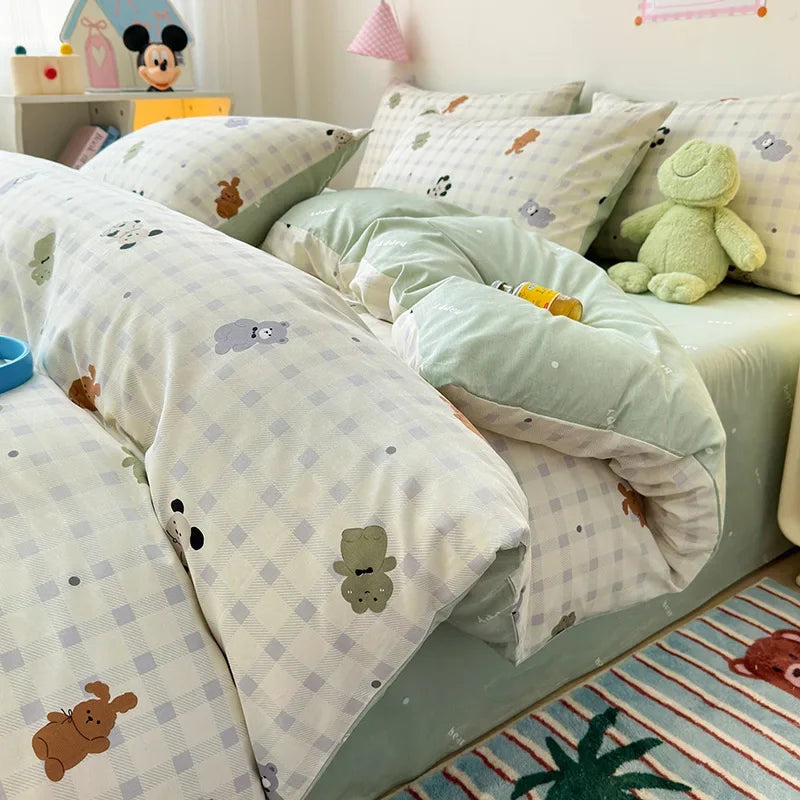 Afralia™ Cartoon Printed Cotton Quilt Cover Set - Soft, Breathable, Colorfast Bedding