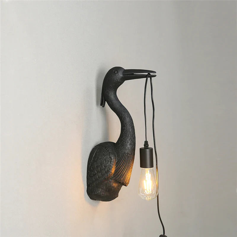 Afralia™ Nordic Crane Resin Wall Lamps for Bedroom, Living Room, Staircase, and Corridor