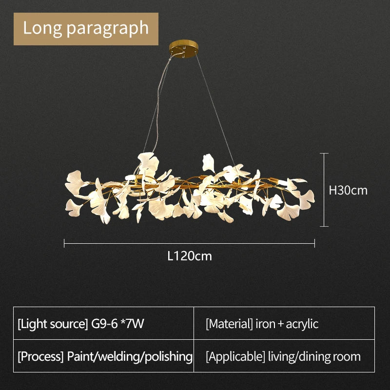 Afralia™ Nordic Ginkgo Leaf Chandelier - Modern Luxury Ceiling Light