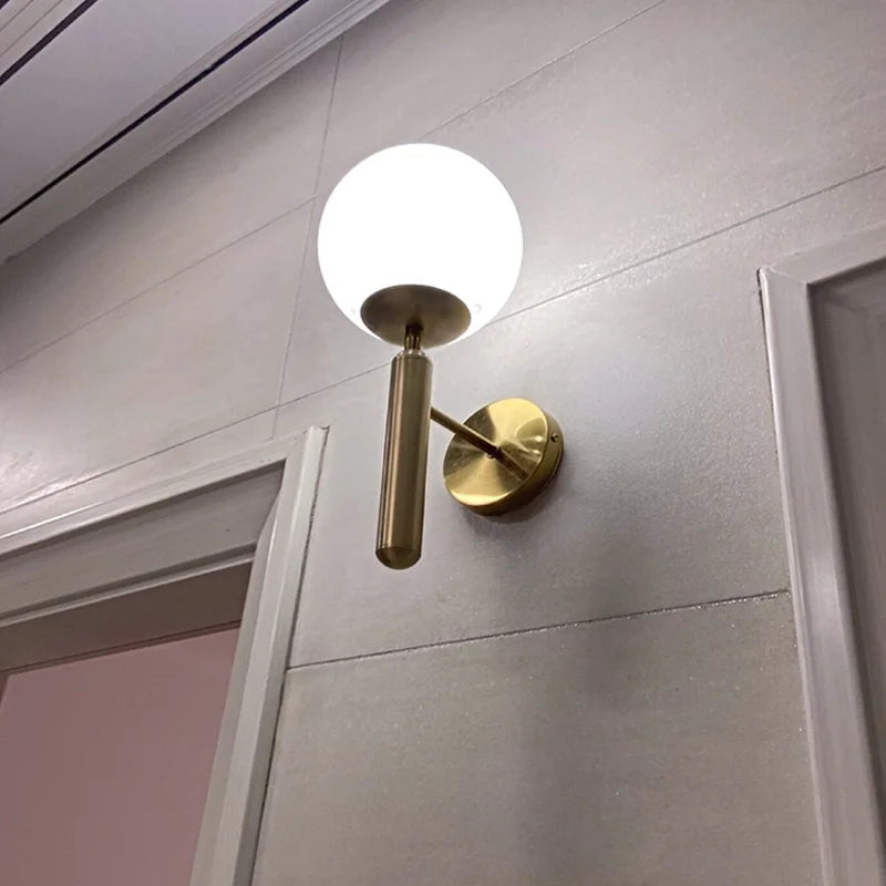 Afralia™ Glass Ball Mirror Wall Lights for Bedroom Living Room Decor