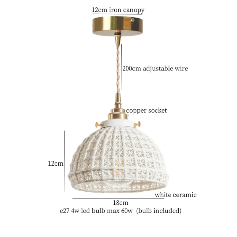 Afralia™ French Minimalism Ceramic LED Pendant Light for Home Decor
