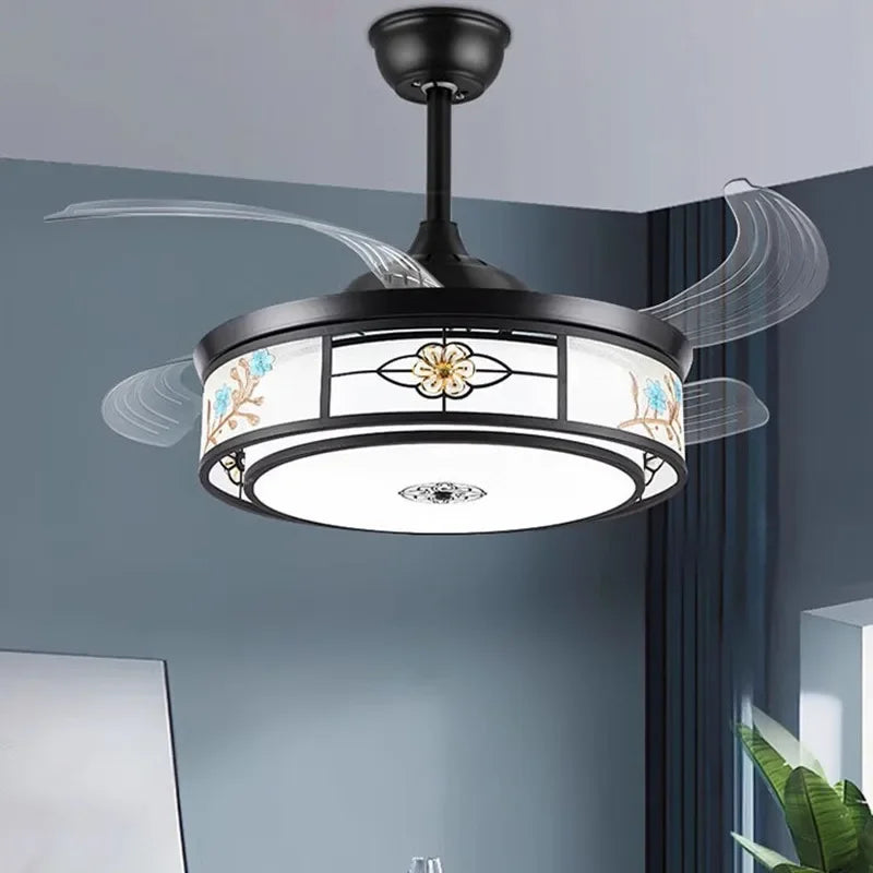 Afralia™ Smart Remote Control Retractable Ceiling Fan Light, 42"-48", Decorative Hidden Blades
