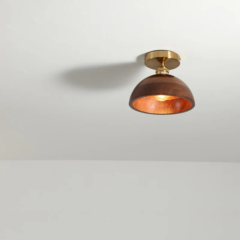 Afralia™ Walnut Copper LED Ceiling Lamp Modern Home Lighting Fixture