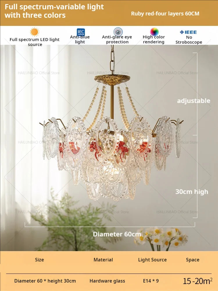 Afralia™ Glass Dining Room Chandelier: Retro French Style for Living & Master Bedroom