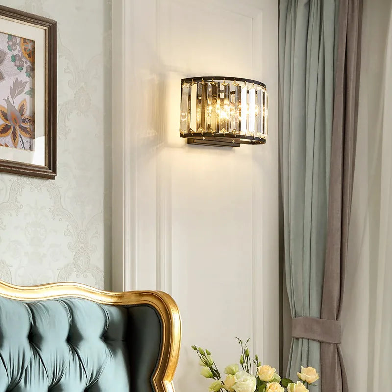 Afralia™ Nordic Crystal Wall Lamp for Bedroom Living Room Balcony - Postmodern Gold