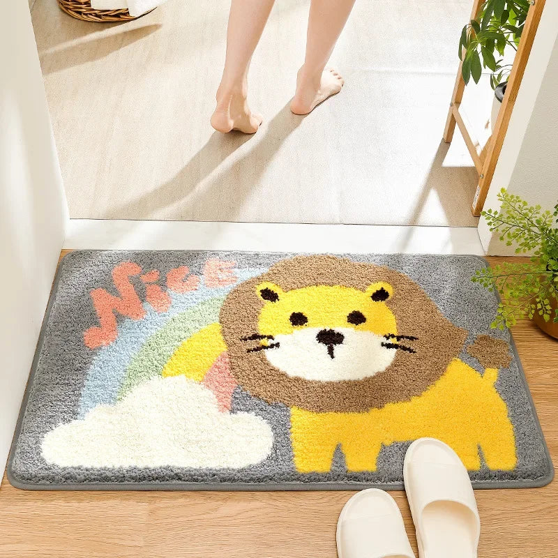 Afralia™ Cartoon Animal Bathroom Carpet - Non-slip Absorbent Soft Bath Rug