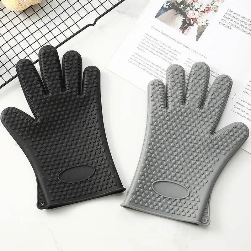 Afralia™ Silicone Heat-Resistant Oven Mitts for Baking, Cooking, and Barbecue