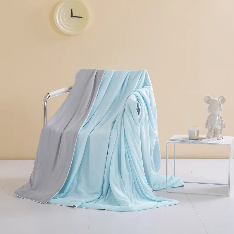 Afralia™ Satin Silky Summer Cooling Quilt Double Solid Color Bedding