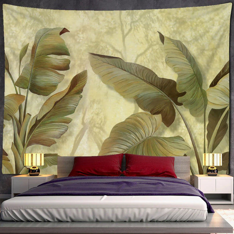 Afralia™ Banana Leaf Tapestry Wall Hanging Psychedelic Hippie Tapiz Boho Room Decor