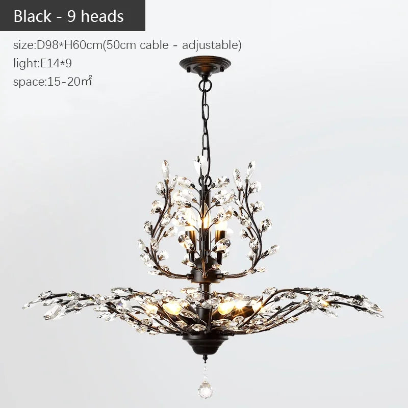 Afralia™ Nordic Crystal Chandelier: Retro Candle LED Pendant Lamps for Living Room