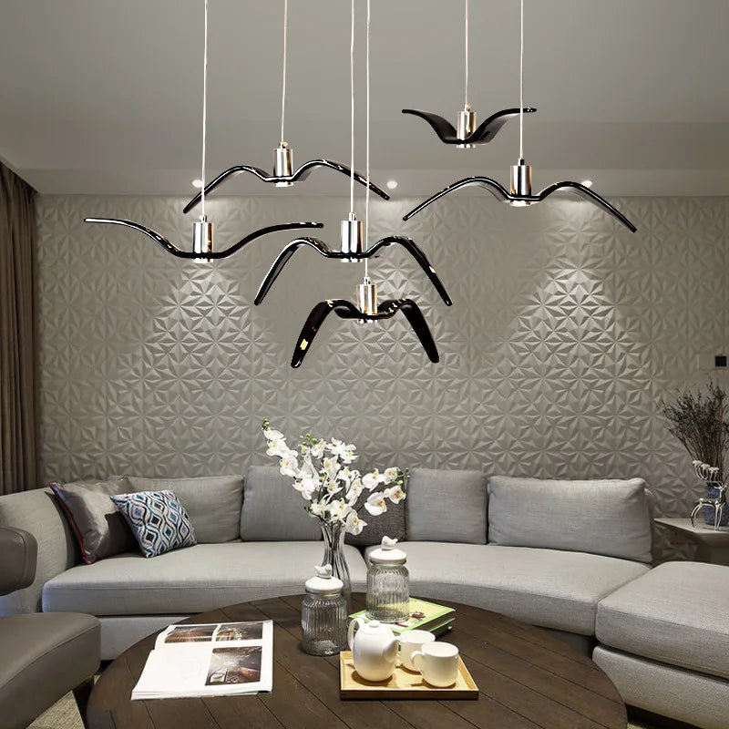 Afralia™ Seagull Resin LED Chandelier for Living Dining Room - Suspension Ceiling Light