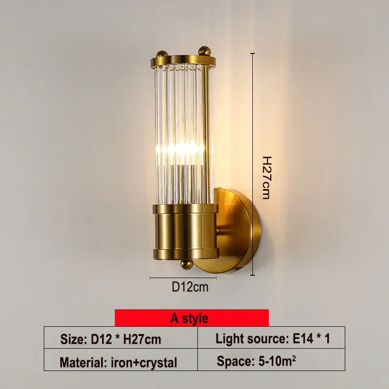 Afralia™ Crystal LED Wall Lamp: Single & Double Head Modern Bedside Background Light