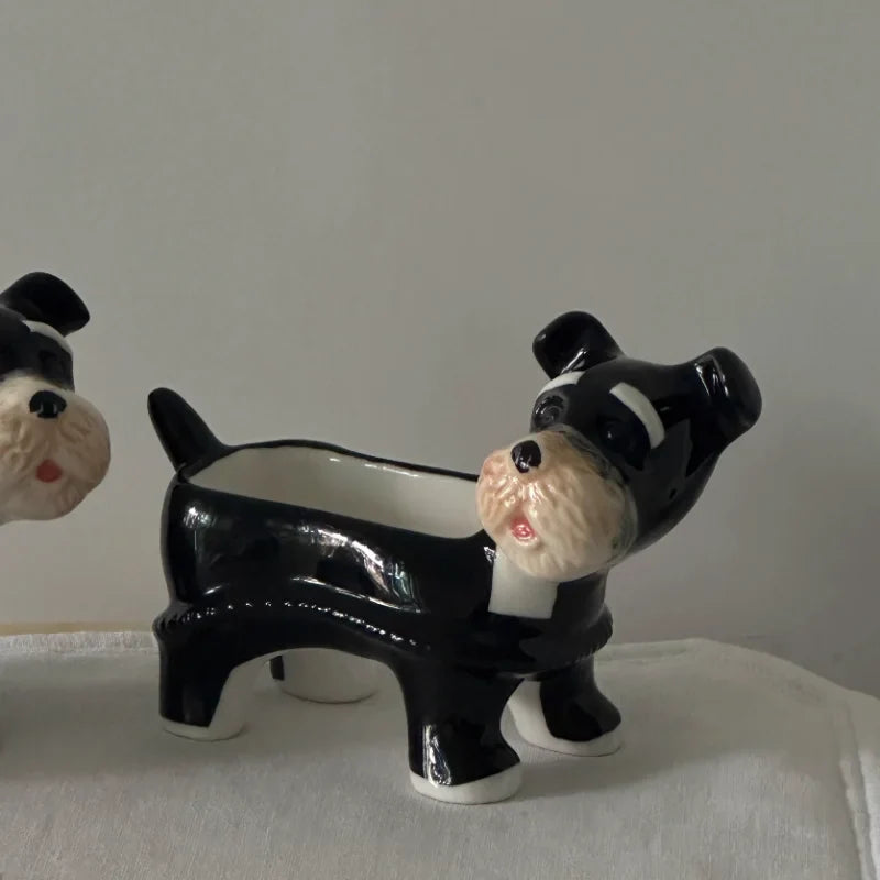 Afralia™ Cartoon Puppy Schnauzer Ceramic Storage Tray Home Decoration